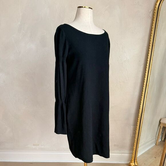 Women's NWT Ann Taylor Black Long Bell Sleeve Sweater Dress size‎ M - Picture 1 of 12